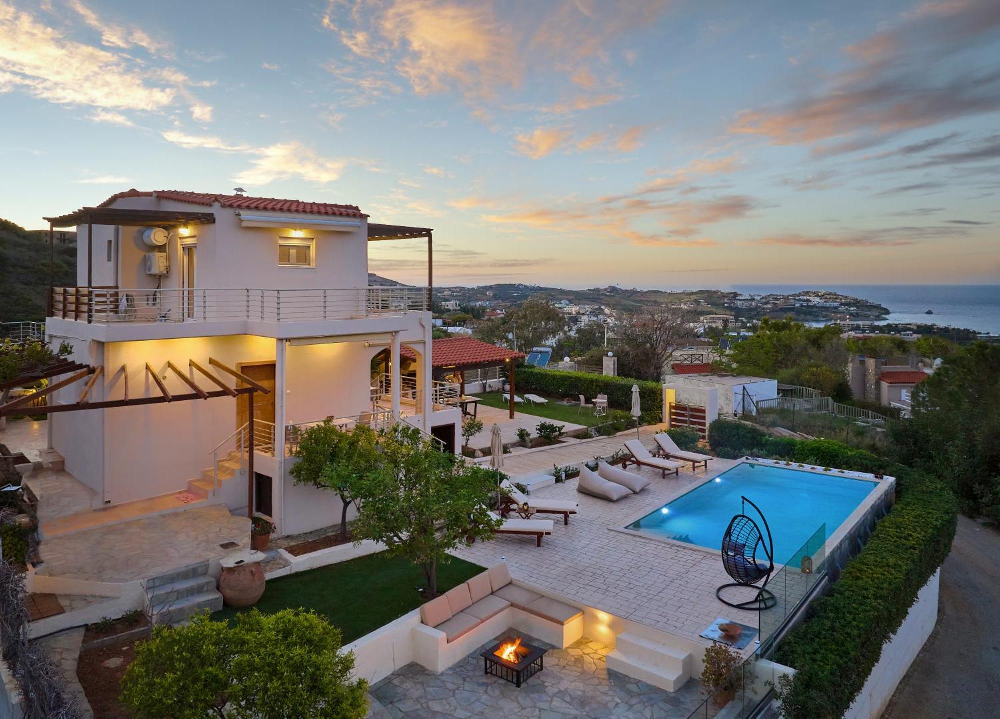 Spacious Villa With Private Eco-Pool And Panoramic Sea View Agia Pelagia  Luaran gambar