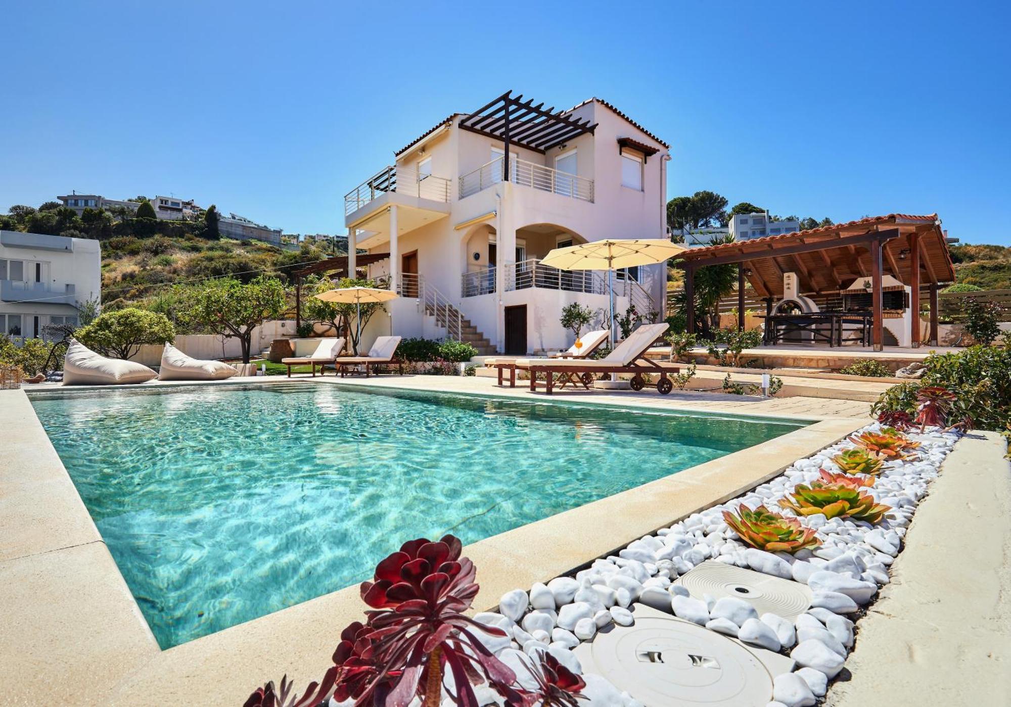Spacious Villa With Private Eco-Pool And Panoramic Sea View Agia Pelagia  Luaran gambar